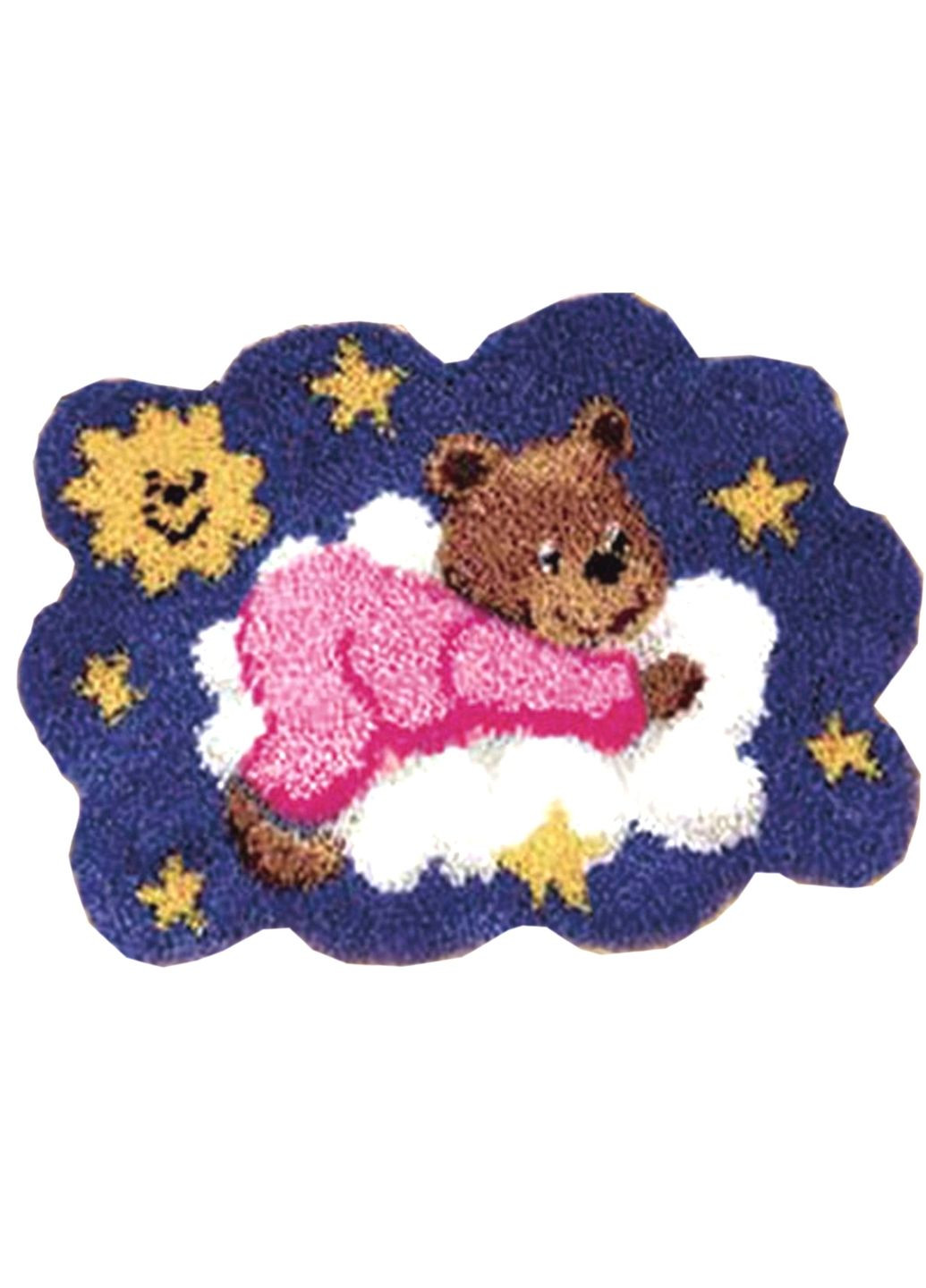 Набор для ковровой вышивки коврик мишка в розовом (основа-канва, нитки, крючок для ковровой вышивки) No Brand 4696 (288129530)