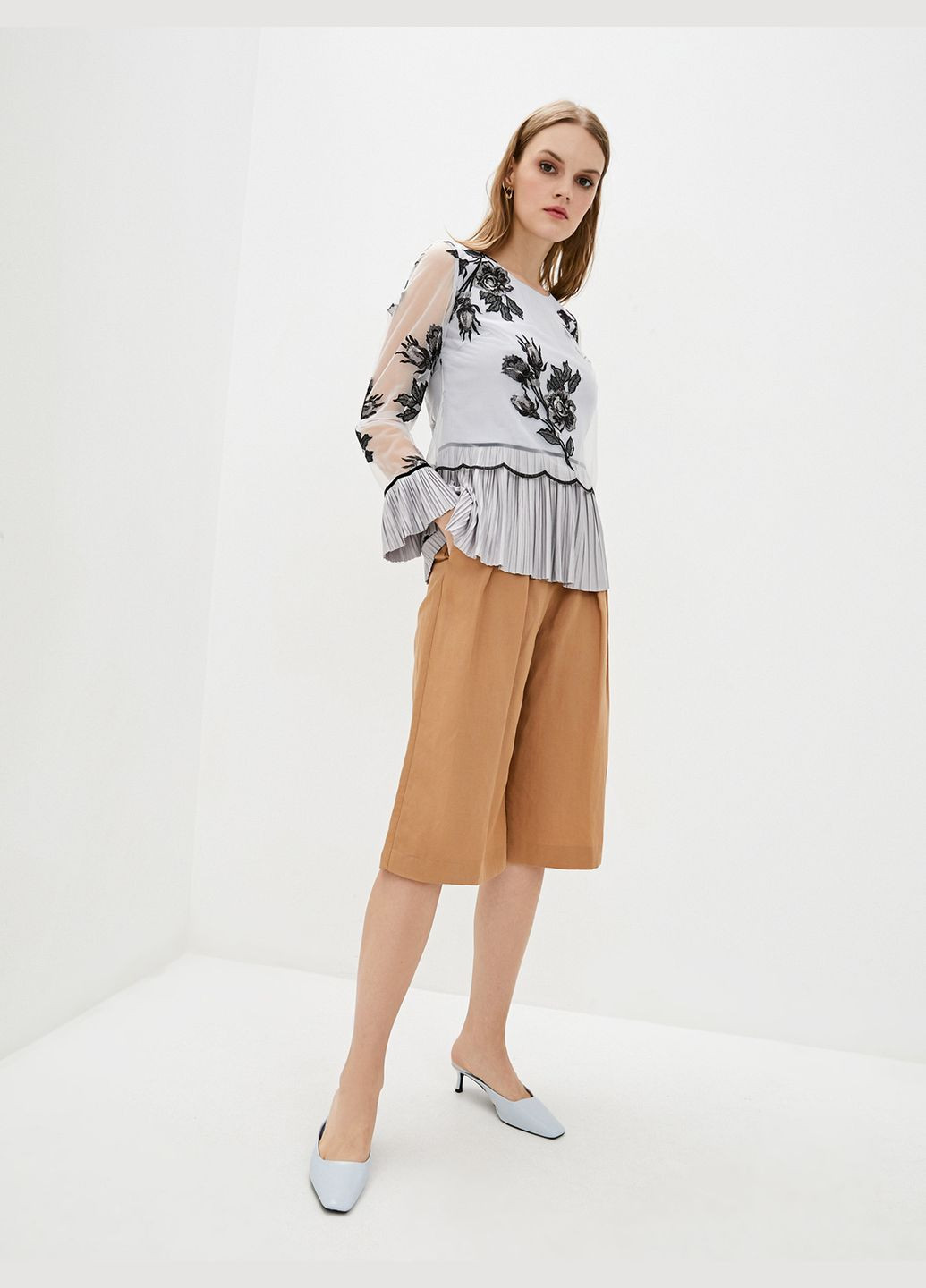 Комбинированная серая романтическая блуза - ua42 / eu36 Iren Klairie