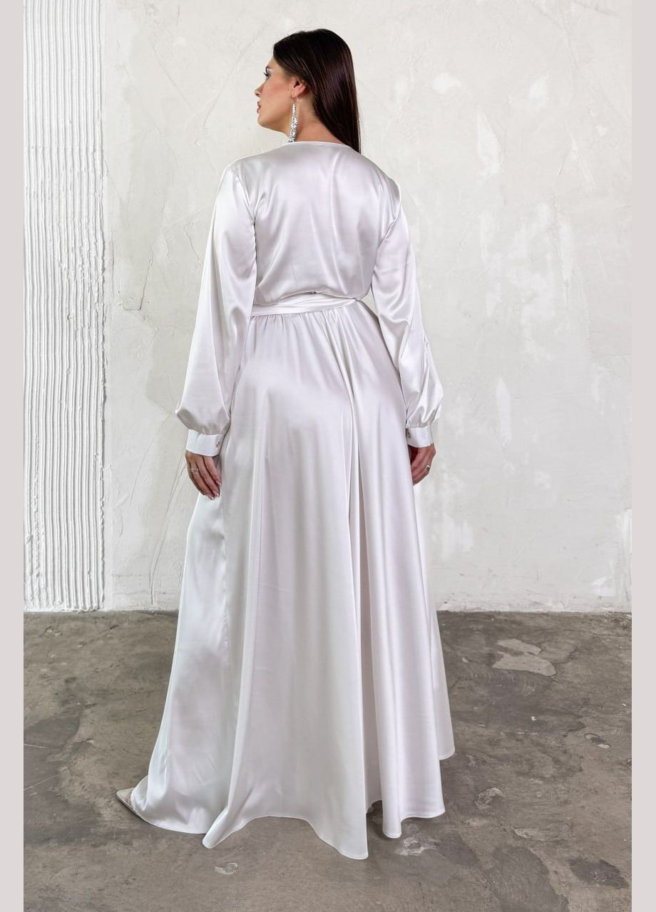 Білий святковий, вечірня біла сукня з шовку Jadone Fashion однотонна