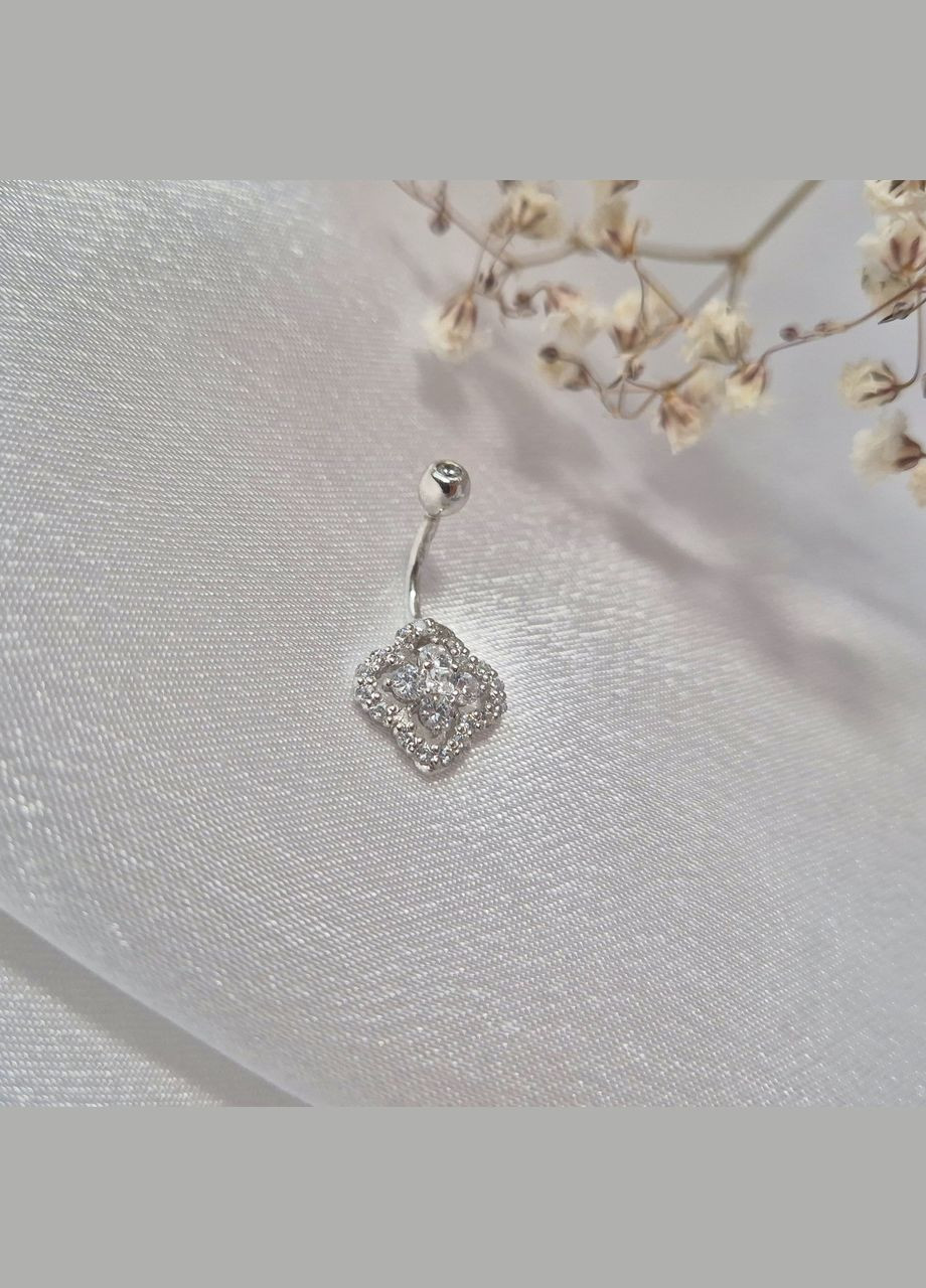 Срібний пірсинг в пупок Квітка в Білих Каменях срібло 925 проби Родоване 600840р 1.50г No Brand (315724799)