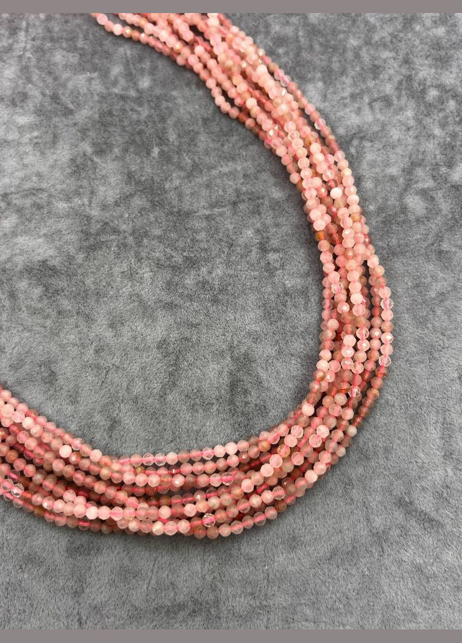 Рожевий кварц на нитці без замка 3 мм 40 см No Brand (311678176)