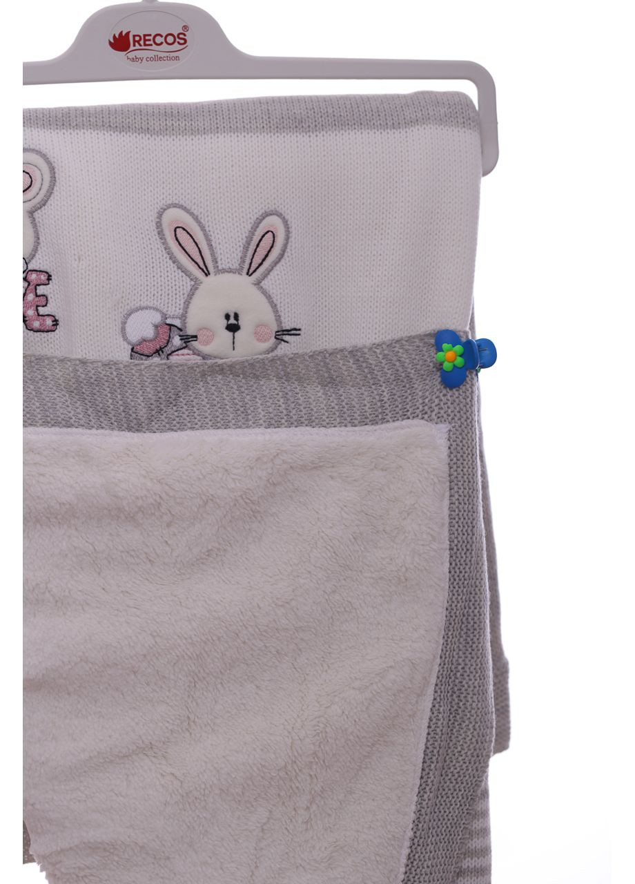 Плед вязаный на травке Мышка 100*85 см светло-серый (44630) BABYKROHA (297200148)