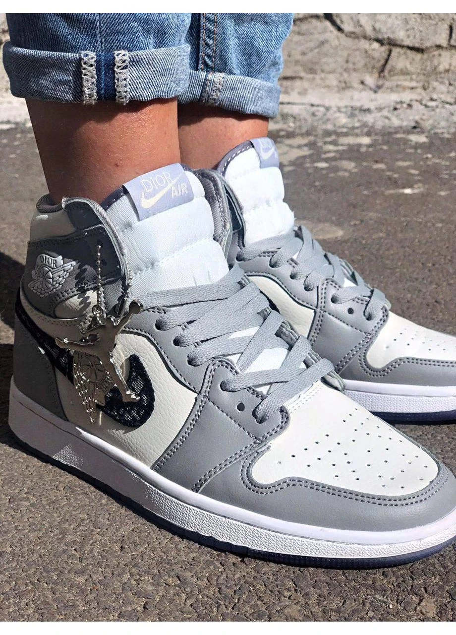 КРОССОВКИ ЖЕНСКИЕ NIKE AIR JORDAN 1 RETRO HIGH X DIOR НАЙК АИР ДЖОРДАН No Brand комбинированные демисезоны (391006762)