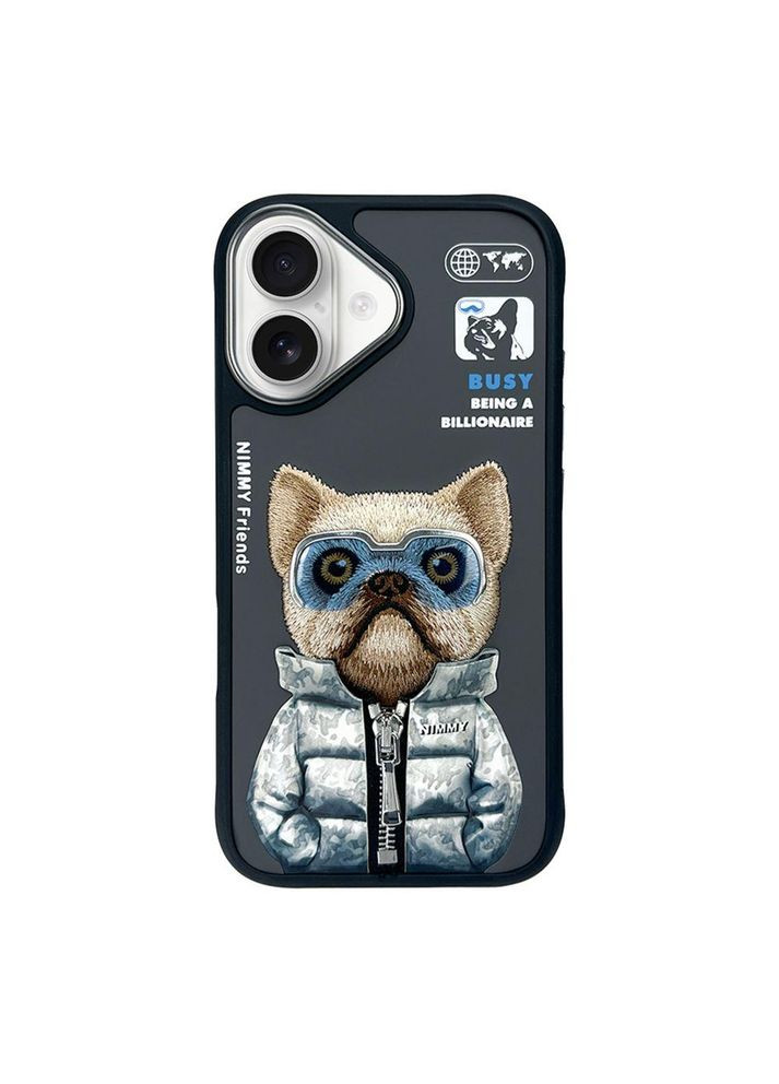 Чохол TPU+PC Nimmy 3D with Metal Buttons для iPhone 16 Dog Black No Brand (335008389)
