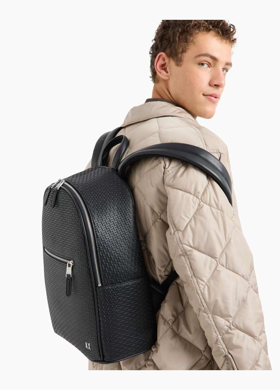 Рюкзак чоловічий Backpack With All-Over Embossed Logo чорний Armani Exchange (340826810)