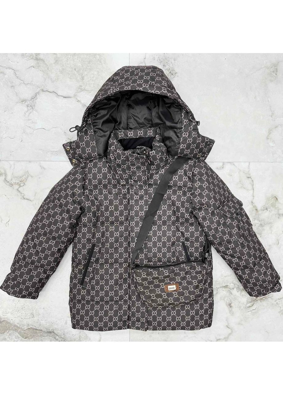 Коричневая демисезонная куртка с сумкой еврозима девственниц. плащевка м-4 M&Z