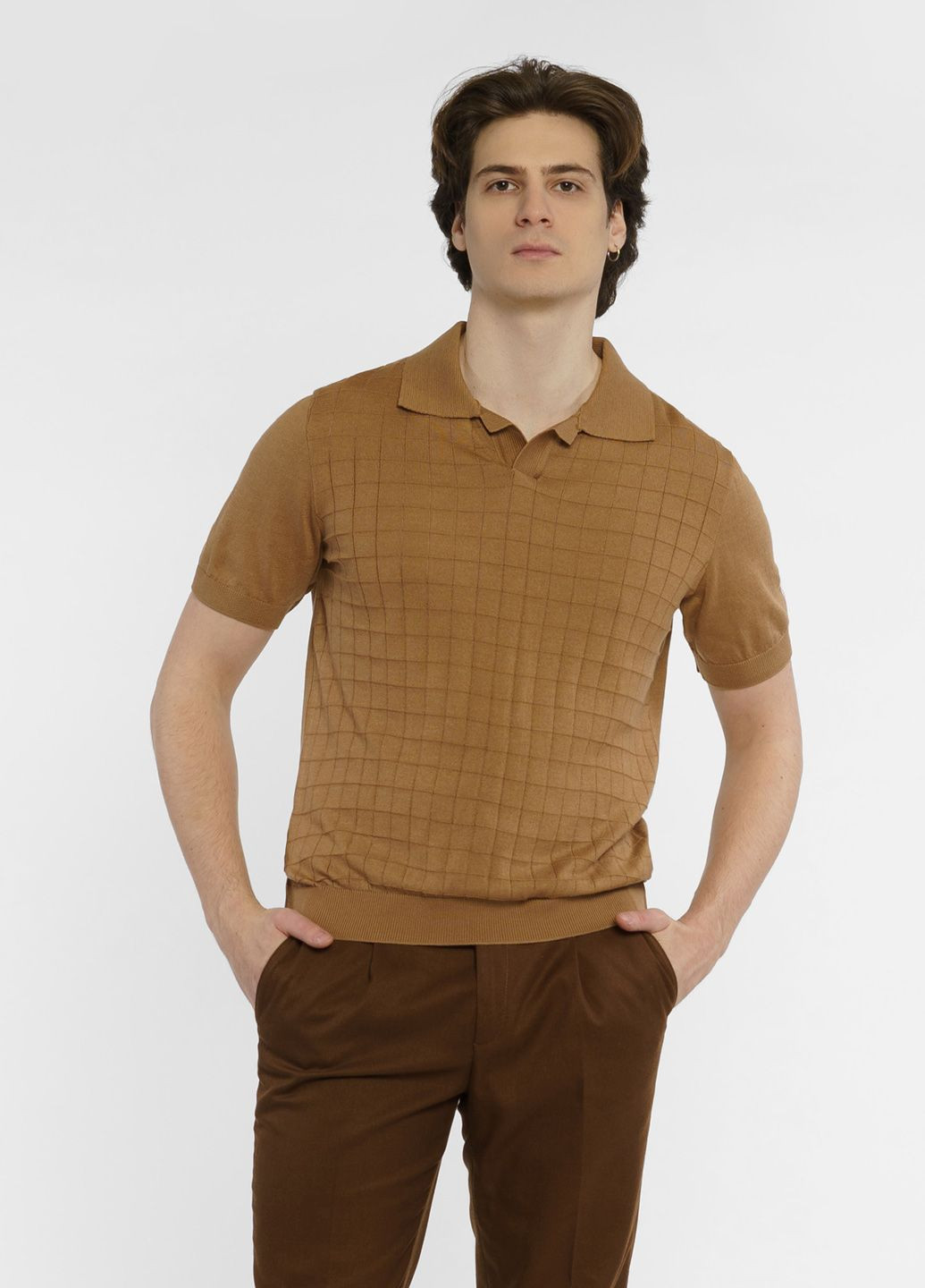 Бежевая футболка-поло мужское бежевое для мужчин Arber