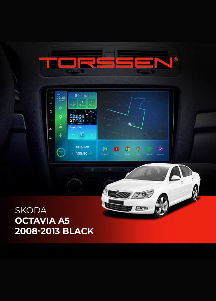 Штатная магнитола Skoda Octavia A5 0813 black FL10 4+64Gb 4G Carplay DSP Torssen (307087914)