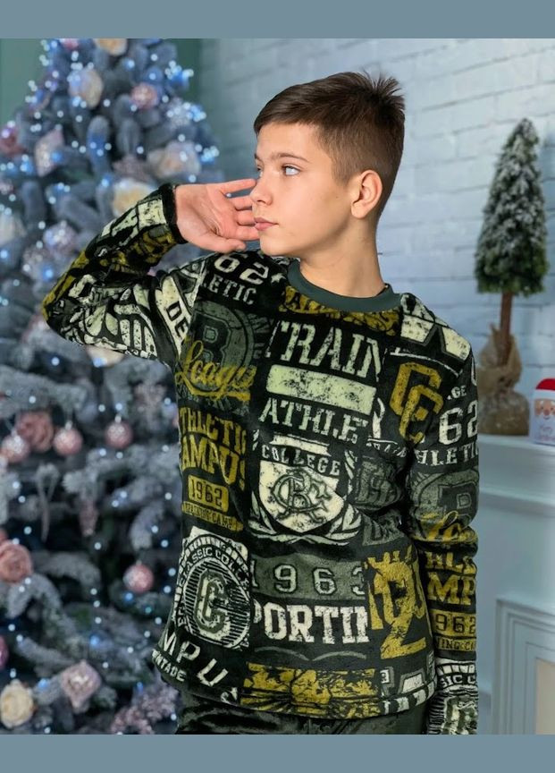 Зеленая зимняя пижама для мальчика (подростковая) hc (h001-6079-035-1) No Brand