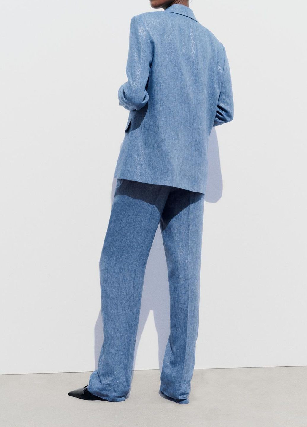 Голубые классические демисезонные брюки Zara