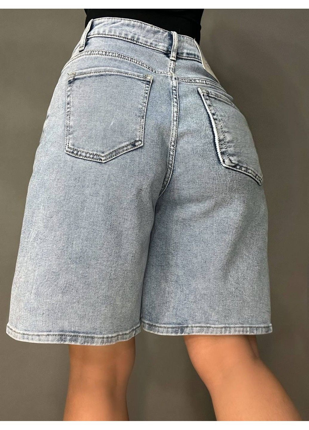 Шорты женские джинсовые Liana 4-015 бермуды высокая посадка большие размеры стрейч голубые Lian (328057023)