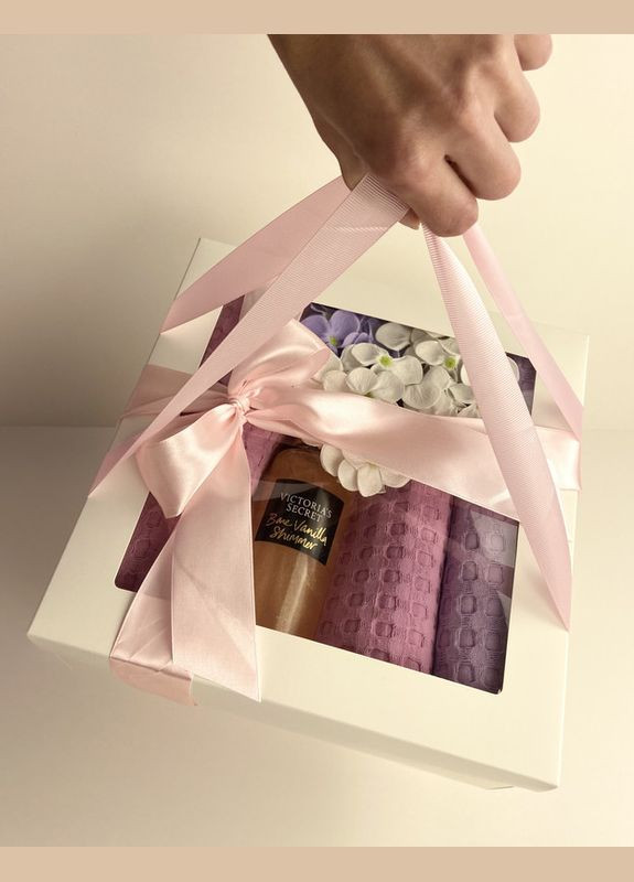 Набор подарок для женщины Victoria's Secret на день рождения полотенце тюрбан для волос, мыльные цветы гортензии (5743-2237) No Brand (336186786)