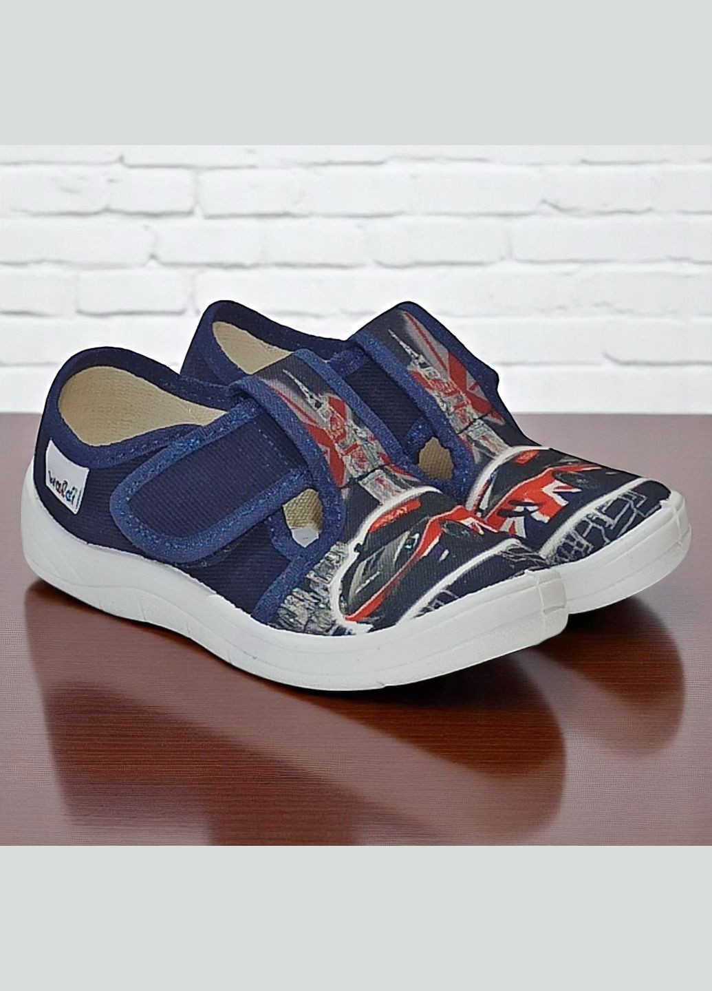 Синие ортопедические тапочки на липучке для мальчика сменка в садик валди Waldi