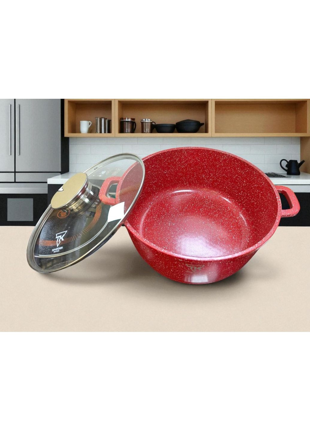 Кастрюля котел с мраморным антипригарным покрытием 24х11,3см /4,51 л TK00052 Красный Top Kitchen (354179021)