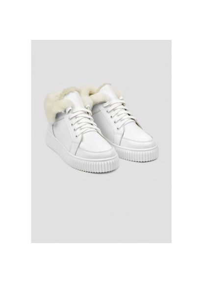 Белые зимние кеды (ботинки) на овчине натуральная кожа белые р. (81907b) Vm-Villomi