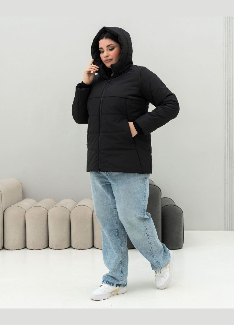 Черная демисезонная женская демисезонная куртка большого размера SK