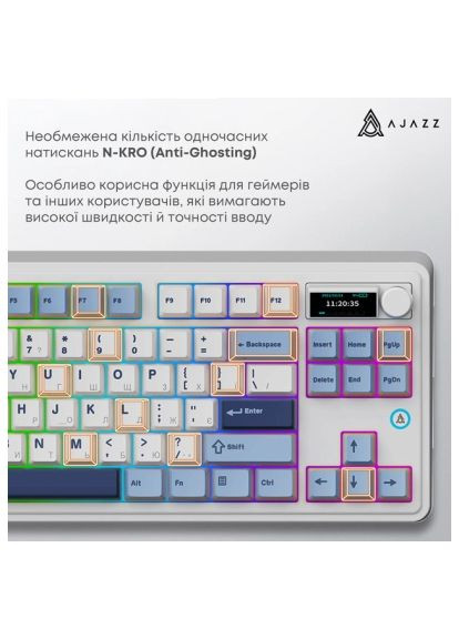Клавіатура White (AK870-MU-BWD) Ajazz AK870 PLUS Murad Switch RGB Wireless/Bluetooth/USB (364659628)