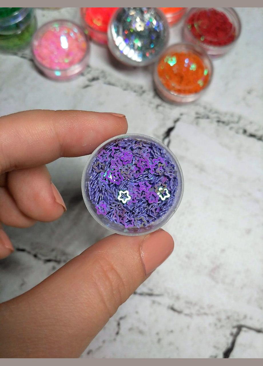 Глиттер Звезды звездочки блестки сиреневый 5 грамм No Brand (330644132)