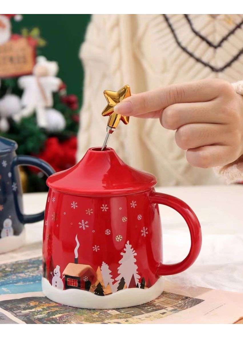 Кружка новорічна 14609 400 мл червона No Brand (349221570)