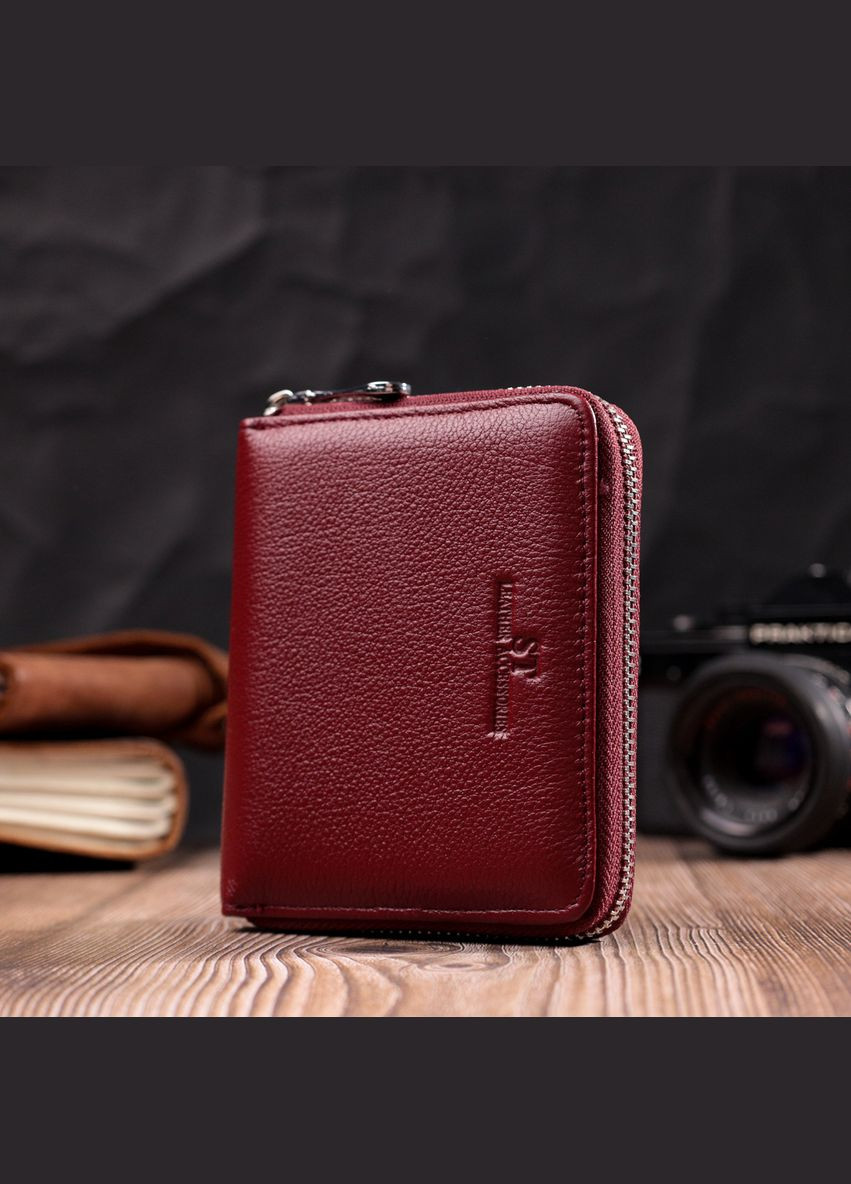 Жіночий гаманець із натуральної шкіри з монетницею 22450 Бордовий st leather (306881481)
