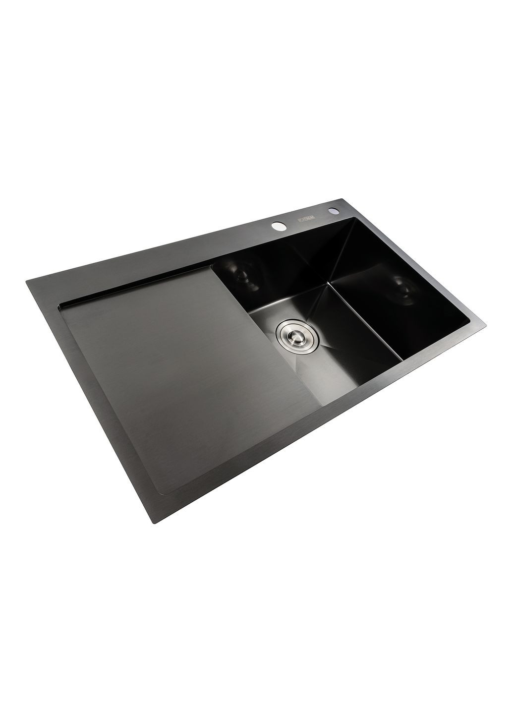 Кухонна мийка чорна PVD 78*48 R Handmade (два отвори, круглий сифон 3,0/0,8) Platinum (291016245)