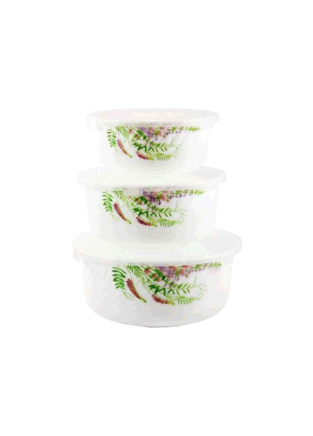 Набір салатників з кришкою 3шт 14х16х19см Лаванда 6808/S ТМ Lumines (315139547)