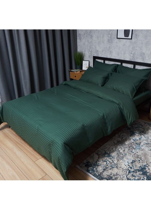 Комплект постельного белья Satin Stripe «» King Size 220x240 наволочки 2х40х60 (MS-820008610) Moon&Star Mystic Green (356113954)