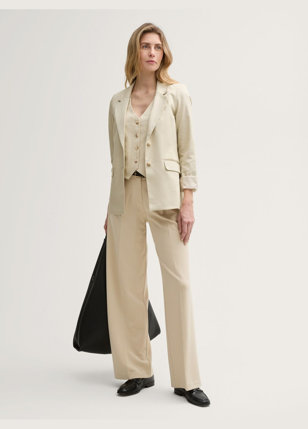 Бежевый женский пиджак Tom Tailor однотонный - летний