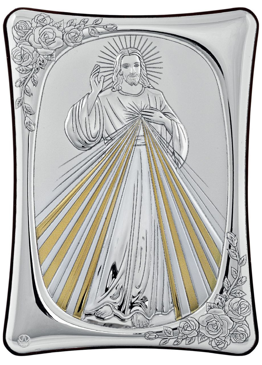 Образ "Ісус Милосердний". Італійська ікона 15х21см, срібний оклад з позолотою Prince Silvero (265215641)