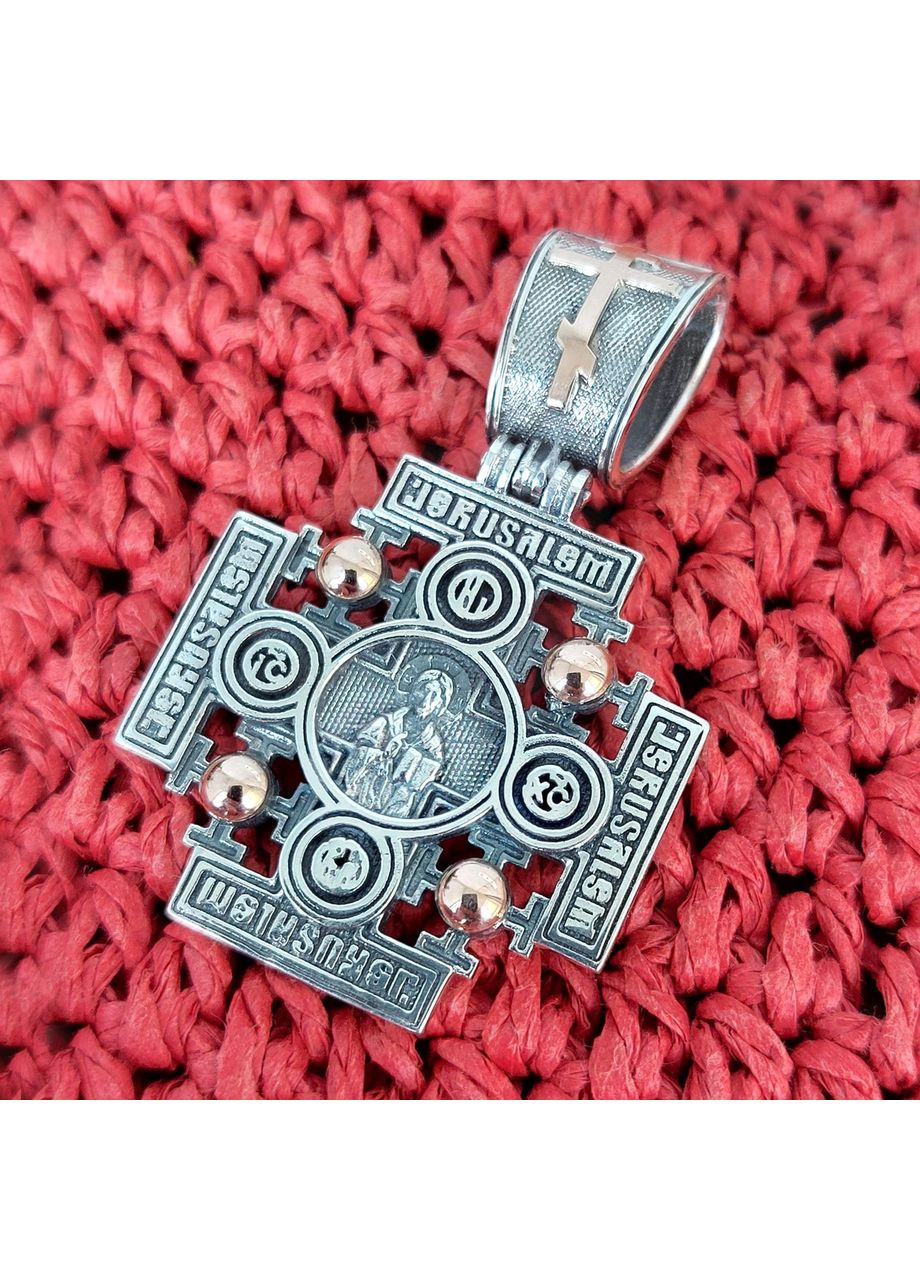 Срібний чоловічий Хрест великий із золотом No Brand (355921924)