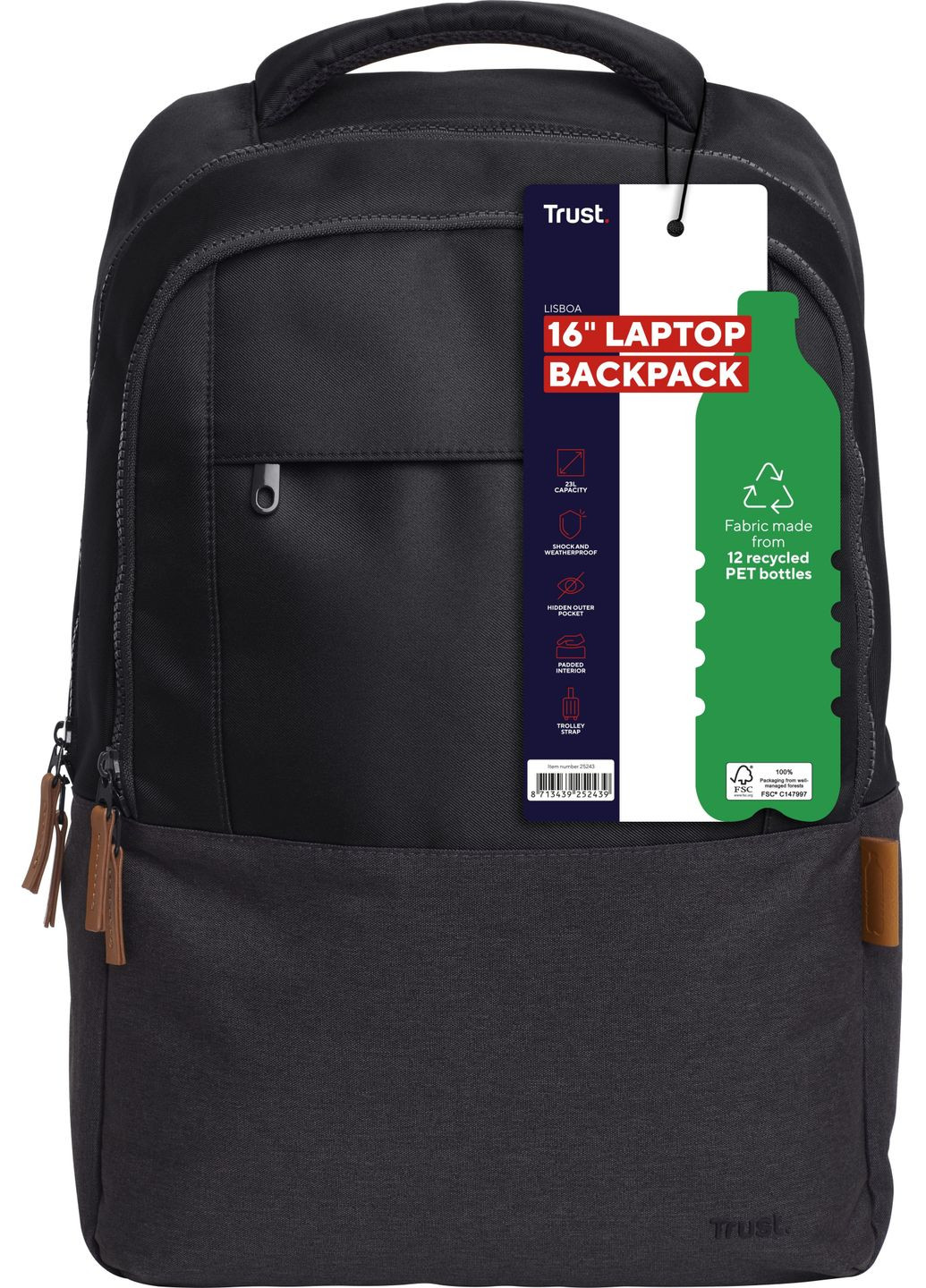 Рюкзак Lisboa 16", черный Trust (315028643)