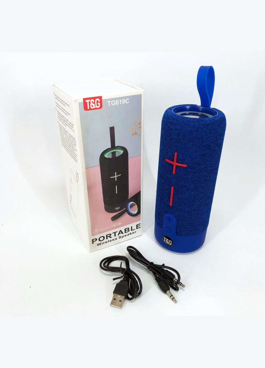 Портативна Bluetooth колонка TG619C FM-радіо USB/TF з ремінцем, блютуз колонка з підсвічуванням. Колір: синій No Brand (359474712)