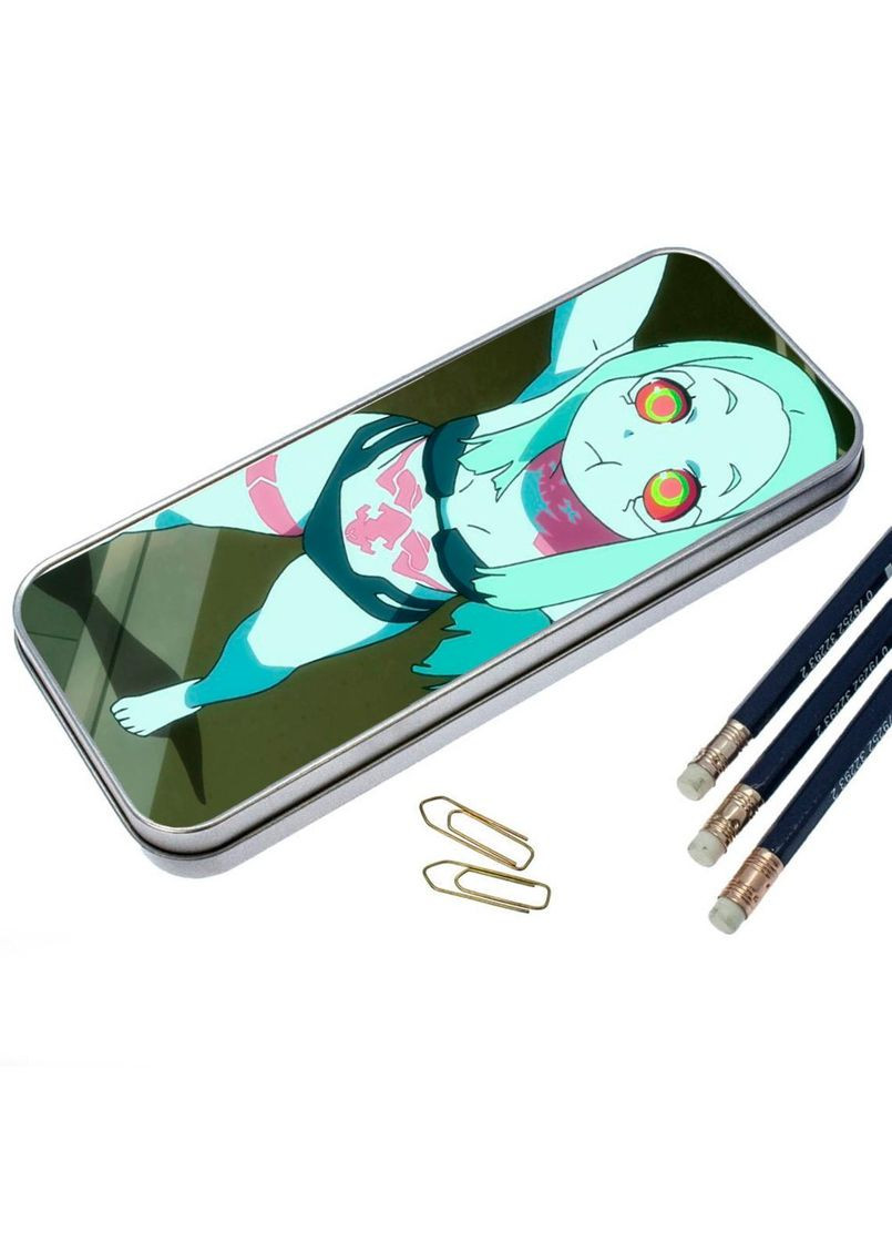 Органайзер для канцелярського приладдя металевий, кейс для дрібниць Кіберпанк #012 7*18 см Silver No Brand (309156271)