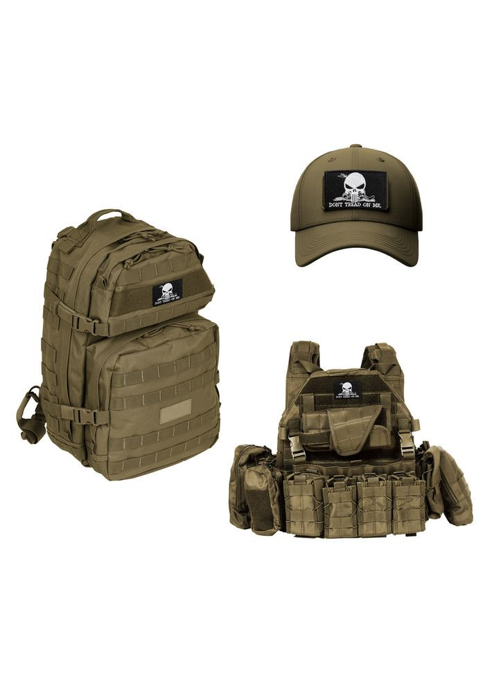 Набор шевронов 2 шт. с липучкой Змея Череп карателей, Don't Tread On Me, Punisher, черный вышитый патч шеврон Atak (301536625)