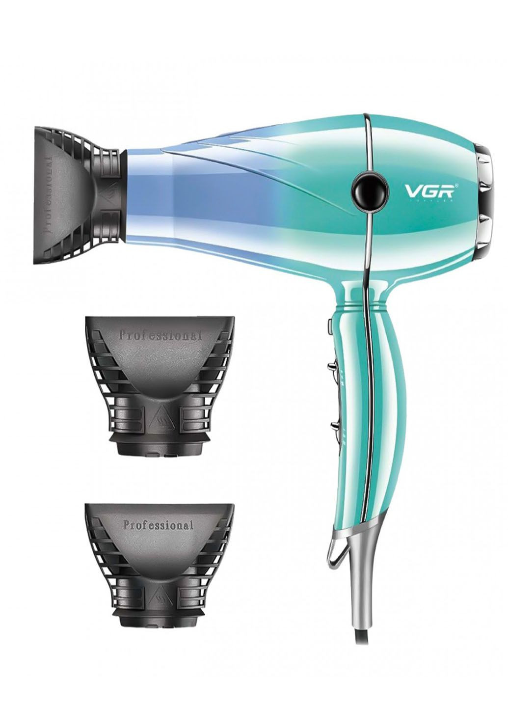 Професійний фен для висушування та укладки волосся професійний з двома концентраторами 2400 Вт VGR v-452 (284280693)