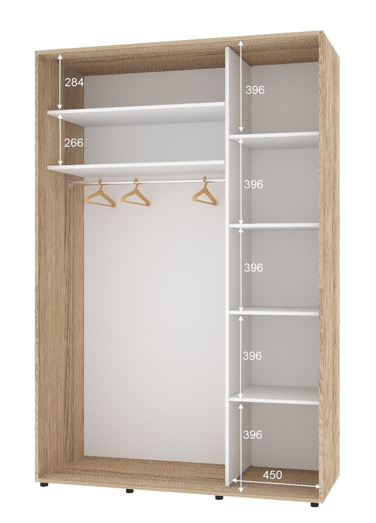 Шкаф-купе двухдверный Комфорт Мебель 140*60*210 см Натуральный 2 двери ДСП Стандарт Комфорт Меблі (360434815)