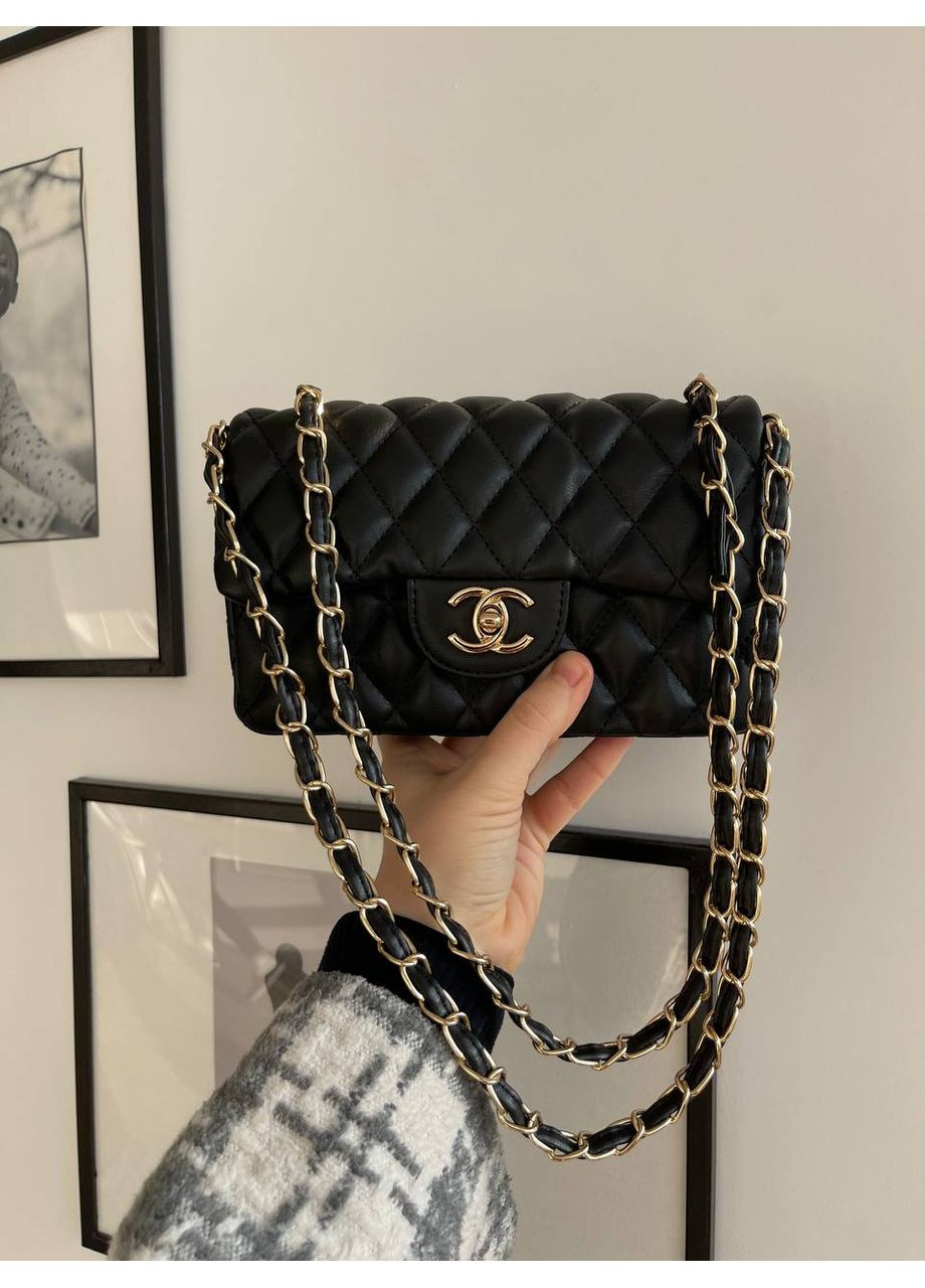 Сумка женская Chanel Classic Black/Gold Шанель классическая черная на плечо кросс боди No Brand (353390457)