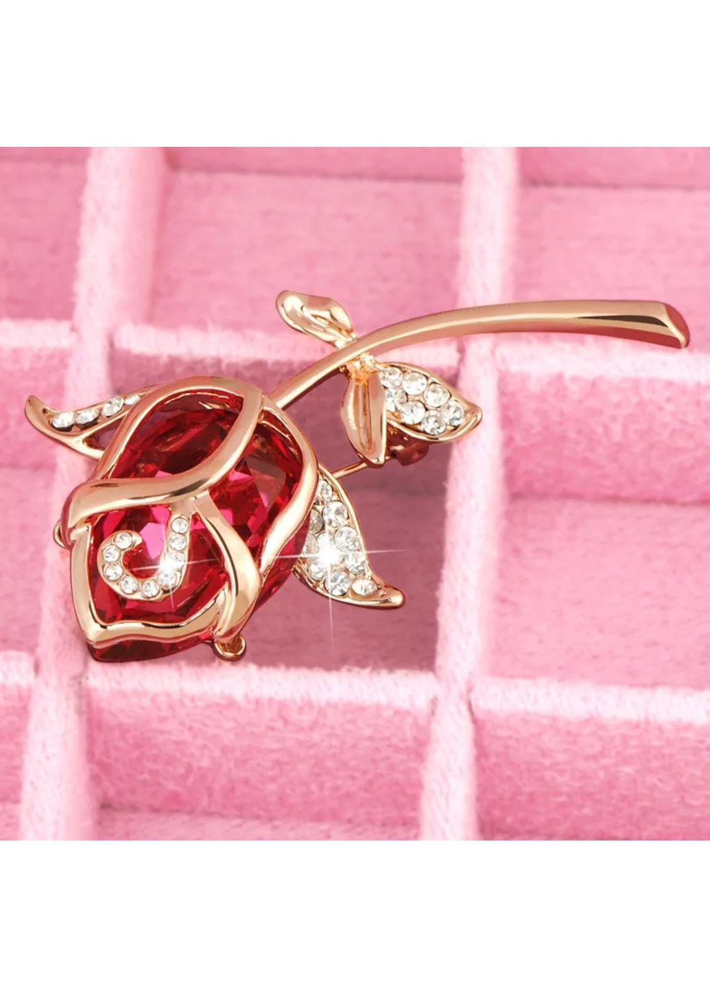 Брошка жіноча червона троянда з камінням «Red rose» (червоний) China (366874887)