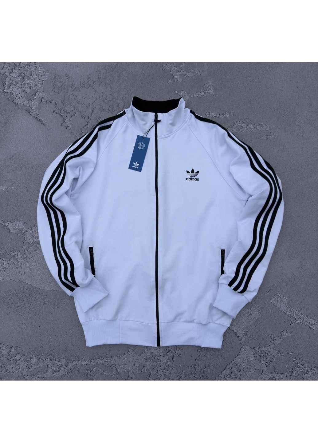 Спортивна кофта Adidas з лампасом на блискавці весна-осінь чоловіча та жіноча No Brand зіпка (361162143)