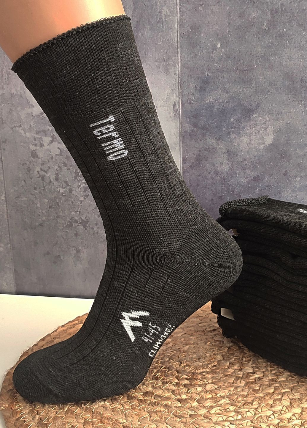 Тёмно-серые носки махровые высокие 6 пар ms 408/6 XTeam надписи (367582486)