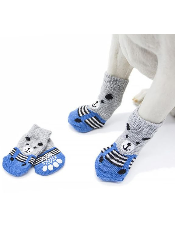 Носки для собак DT812 Медведь S с нескользящими согревающими накладками 18 шт. Lesko (356499520)