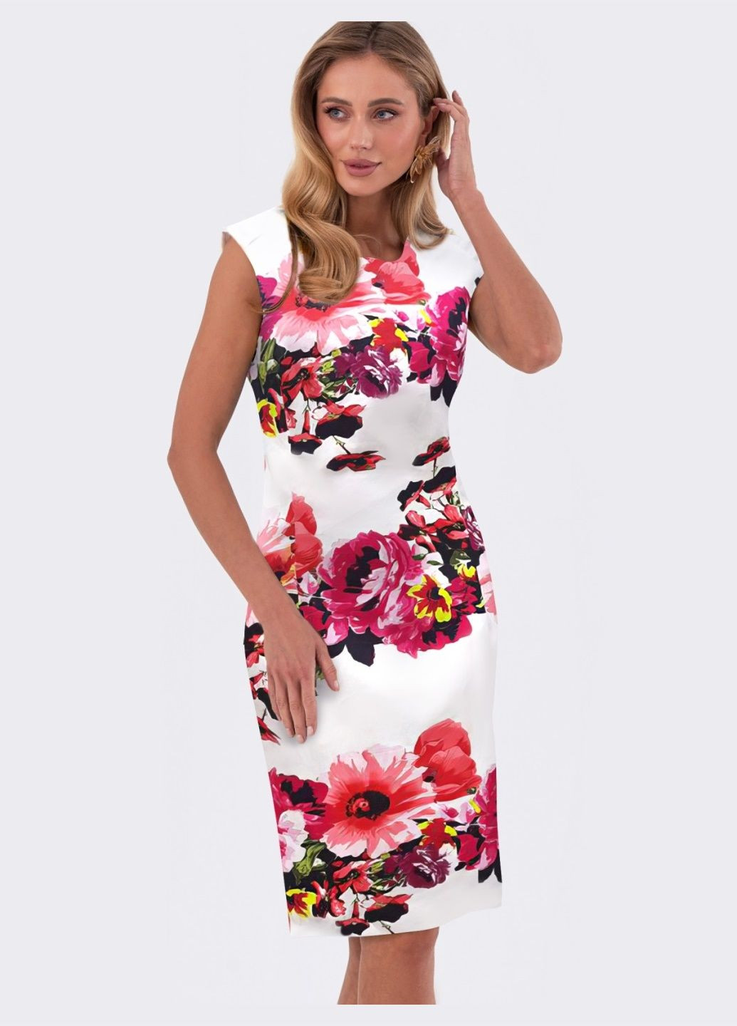 Білий прилягаюча сукня в квітковий принт біла Dressa
