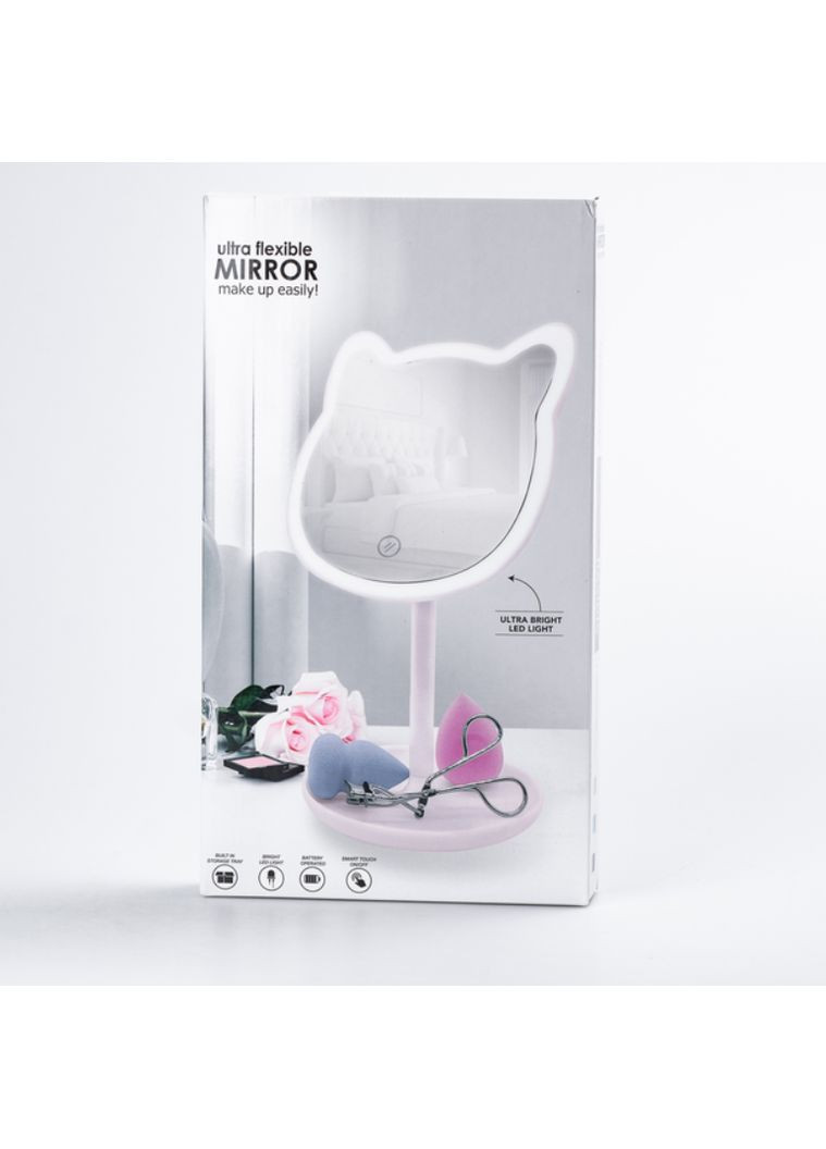 Дзеркало косметичне настільне у формі котика з LED підсвіткою 40 діодів Salon Professional (364684900)