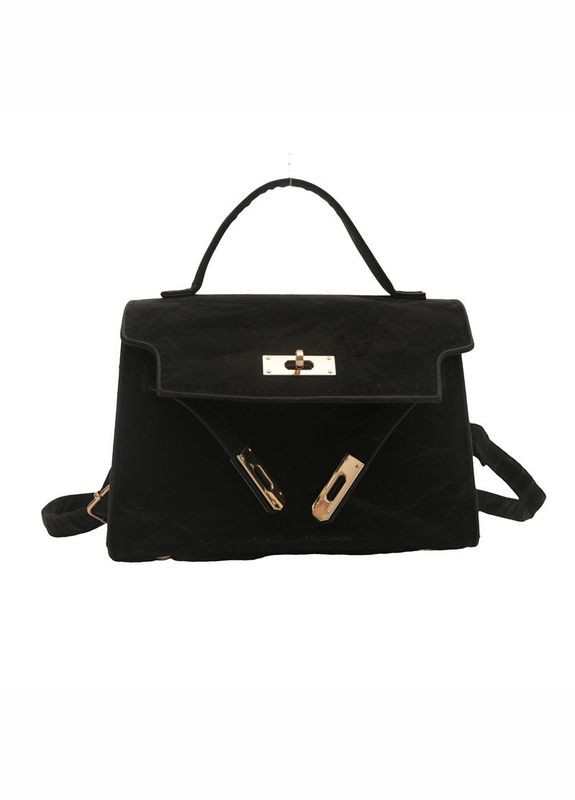 Жіноча сумка 6209 крос-боді на ремінці бархатна велюрова замшева чорна No Brand (313235518)