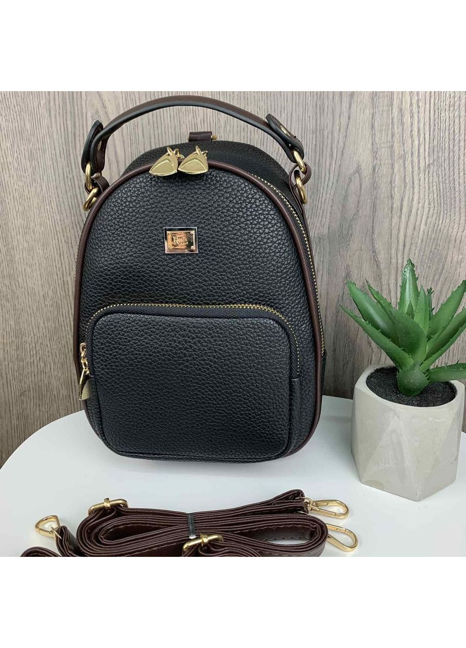 Дитячий рюкзак сумка трансформер для дівчаток чорний міні рюкзак зі штучної шкіри 23 см ProDobro (370147712)