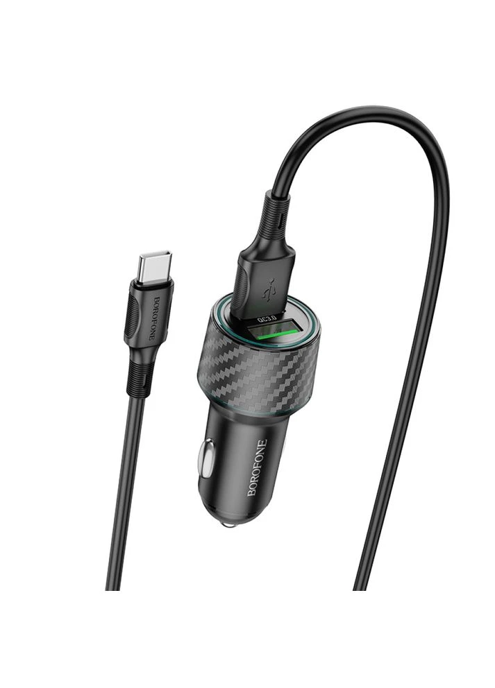 Автомобільний зарядний пристрій BZ21A Brilliant 36W dual port QC3.0 car charger set(Type-C) (6941991101229) Borofone BZ21A charger set(Type-C) (372680724)