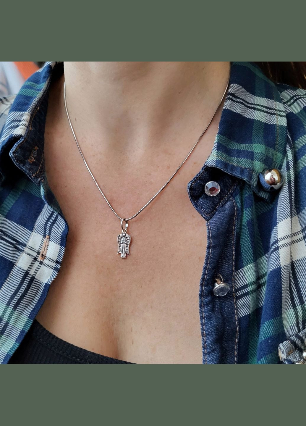 Срібна ладанка підвіска кулон Янгол Охоронець срібло 925 проби Чорнене 84646 0.98г No Brand (306741886)