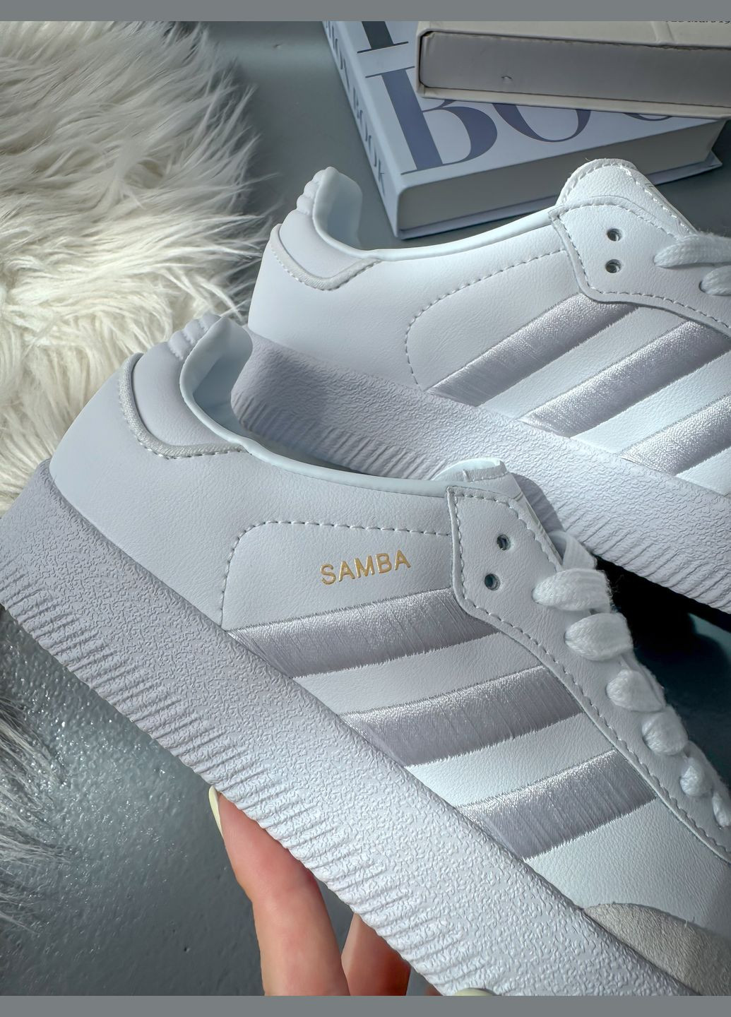 Кроссовки женские и мужские Adidas Samba XLG White | Адидас Самба XLG белые No Brand белые демисезоны (347640471)