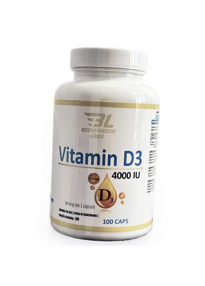 Вітамін Д3, Vitamin D3 4000, 100капс (36598002) Bodyperson Labs (306852670)