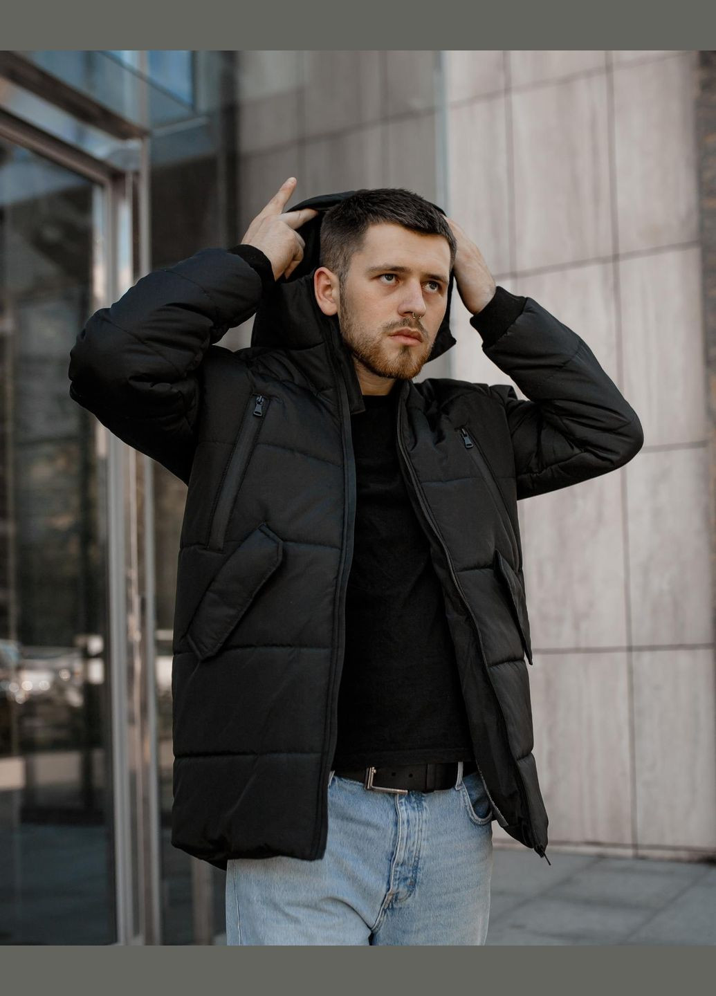 Чорна зимня куртка зимова високотехнологічна підкладка, яка утримує тепло і не парить No Brand